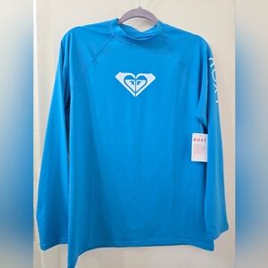 Roxy Long Sleeve Swim Rash Guard - Bright Blue with White Logo size XXL NWT